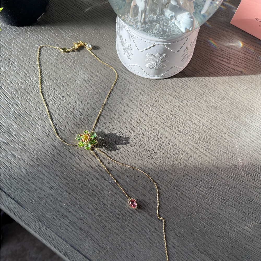 Swarovski Idyllia Y Pendant Mixed Cuts Green Multicolor Slider Necklace - Picture 8 of 12